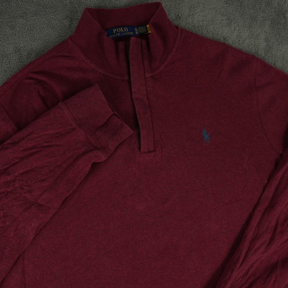 Polo Ralph Lauren Other - Polo Ralph Lauren Quarter Zip Mens XL Burgundy Cotton Blend Pullover Sweater